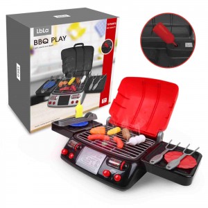 LBLA Pretend Play Food BBQ Playset Kitchen Toys with Light and Smoke Funny Grill Cooking Play Toy for Kids Toddlers