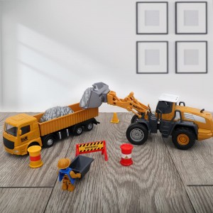 BeebeeRun Construction Toys,Kids Alloy Construction Site Vehicles Toy Set,Engineering Truck Playset with Crane Excavator Cement Fuel Truck Steamroller,Car Toys for 3 4 5 6 Year Old Boys Toddlers