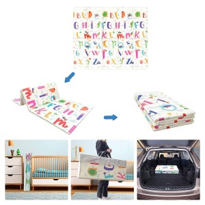 Foldable Baby Play Mat 0.6 Inch Thick Waterproof Baby Crawling Mat 79” x 71” Extra Large Play Mats for Babies Reversible Multifunctional Mats (Letter)