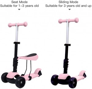 Arkmiido Scooters for Kids Kick Scooter with Removable Seat 3-in-1 Adjustable Height Kids Scooter with Light Wheels Toddler Scooters for Boys and Girls