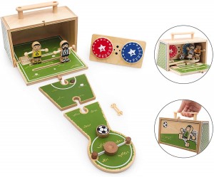 Mini Desktop Football Game Set Wooden Toy Portable Boxset Football Game Indoor Desk Playset for Kids Adults Office Foldable Tabletop Football Toy Classic Desk Ball Board Toy