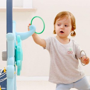 Indoor Outdoor Adjustable Basketball Hoop for Kids Basketball Hoop Portable Toddler Play Set Sports Activity Center (Blue)