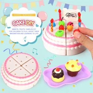Baobë Kids Tea Set Pretend Play Food Set, DIY 80 PCS Cutting Birthday Cake Ice Cream and Donuts Food Toys-Educational Play Kitchen Set Toy for 3 4 5 6 Years Old Kids, Boys and Girls