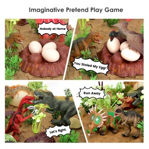 85 PCS Realistic Dinosaur Figures Playset,Educational Dinosaur Toys Cake Topper with Floret Plant Bottom Plate Gift for Boys Girls