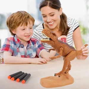 Dinosaur Toys Foam Dart Gun Tyrannosaurus Rex Realistic Model Assorted Dinosaur Figures with Roaring Sound and Lights Best Gift Toy for 3 4 5 6 7 Kids Boys and Girls (Tyrannosaurus Rex Version)