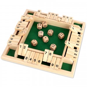 LBLA Shut The Box Dice Game Wooden Board Game for Kids Adults 8 Dice 4 Side 8.66 Inch Travel Game for 2 to 4 Players