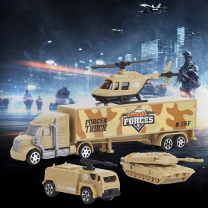 BeebeeRun Special Forces Military Vehicles Army Truck Toys for Boys, Mini Die-cast Military Model Cars Toys Set with Tank Helicopter Jets Playset Gift for Kids
