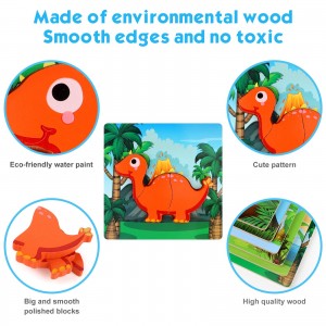 Ealing 6 Pack Dinosaur Wooden Puzzles for Toddler Dinosaur Toddler Puzzles,Wooden Jigsaw Puzzles for 3 Years Old Boys Girls,Wooden Toys Dinosaur Educational Learning Toys for Kids