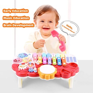 Arkmiido Baby Musical Toys – Drum Toy Set with Phone Bead Maze Gear Xylophone Piano – Mucial Toys for Toddlers Learning Toys for 18+ Boys Girls Toddlers Kids Best Educational Gifts (Pink)