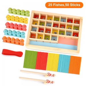 BeebeeRun 2 In 1 Fishing Game for Kids,Wooden Magnetic Fishing Toys Color Sorting Number Counting Math Toys Montessori Education Toys 3 4 5 Year Old Girls Boys Kids