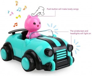 BeebeeRun Green Cartoon Remote Control Car Toys for 18M+ Year Old Kids Boys Girls, 2CH Electric Radio Control RC Race Car with Music Lights and Animal Gift for Babies Toddlers