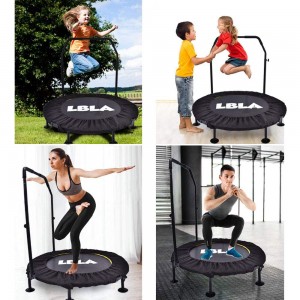 LBLA Fitness Trampoline for Adult, Foldable Trampoline with Adjustable Handle Bar and Extend Jump Pad, Suitable for indoor/outdoor, Max User Weight: 100 kg