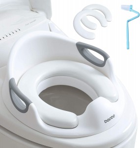 Potty Training Seat for Kids Toddlers, Toilet Seat for Baby with Cushion Handle and Backrest, Toilet Trainer for Round and Oval Toilets (White)