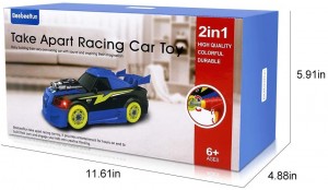 2-in-1 Take Apart Racing Car DIY Toys 26 PCS STEM Building Learning Assembly Construction Toys with Electric Drill Tools Lights and Sounds Gifts for Kids Boys Girls Age 3 4 5 6 7 8