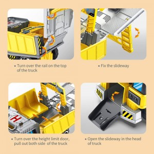 13 in 1 Construction Vehicles Truck Transport Car Carrier Toy, with Helicopter, Ladder car,Dumper truck, Excavator, Removable Engineering vehicles Parts, Learning Toys Car Gift Set for Kids Boys Girls