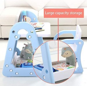 Kids Easel, Kids Magnetic Drawing Board, Learning Table Chair Set All In 1, Adjustable Art Easel With Magnetic Numbers Letters Dry Erase Board For Children Toddler 3 4 5 Years Old（Blue)