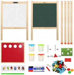 Arkmiido Kids Easel Whiteboard & Chalkboard Double-Sided Standing Easel (48.8 inch)