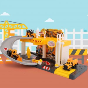 Ealing Construction Toys Construction Site Toys with Construction Trucks,Lights and Music，Vehicles Toy Set with Parking Lot,Kids Engineering Playset,Race Tracks for Boys