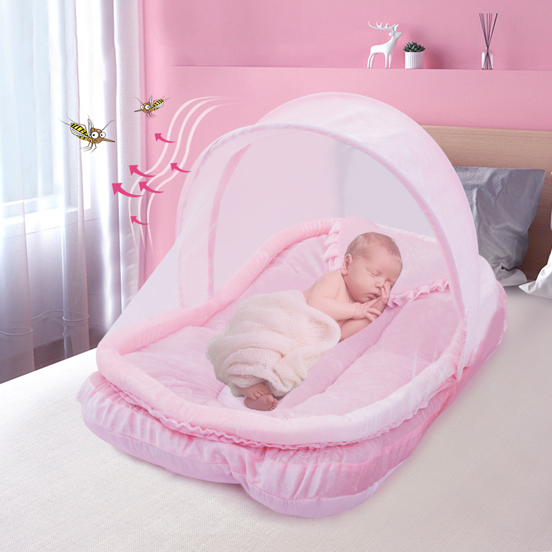 Baby Portable Foldable Net Bed with Mosquito Net and Soft Pillow