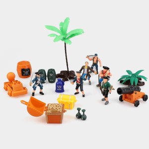 BeebeeRun Pirate Action Figures Playset,Educational Bucket Toys of Pirate Toy with Octopus,Pirate Ship and Other Accessories,War Game Toys for Boys and Kids