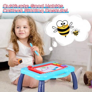 BeebeeRun Kids Magnetic Drawing Board with Leg,Writing Doodle Board and Painting Colorful Education Erasable Sketching Pad Creative Toys Gift for Kids Toddler Girls Boys Age of 3, 4, 5, 6 Year Old