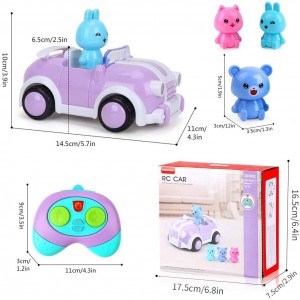 Purple Cartoon Remote Control Car,Electric Radio Control RC Race Car Toys with Music Lights and Animal Gift for Babies Toddlers Kids Boys Girls