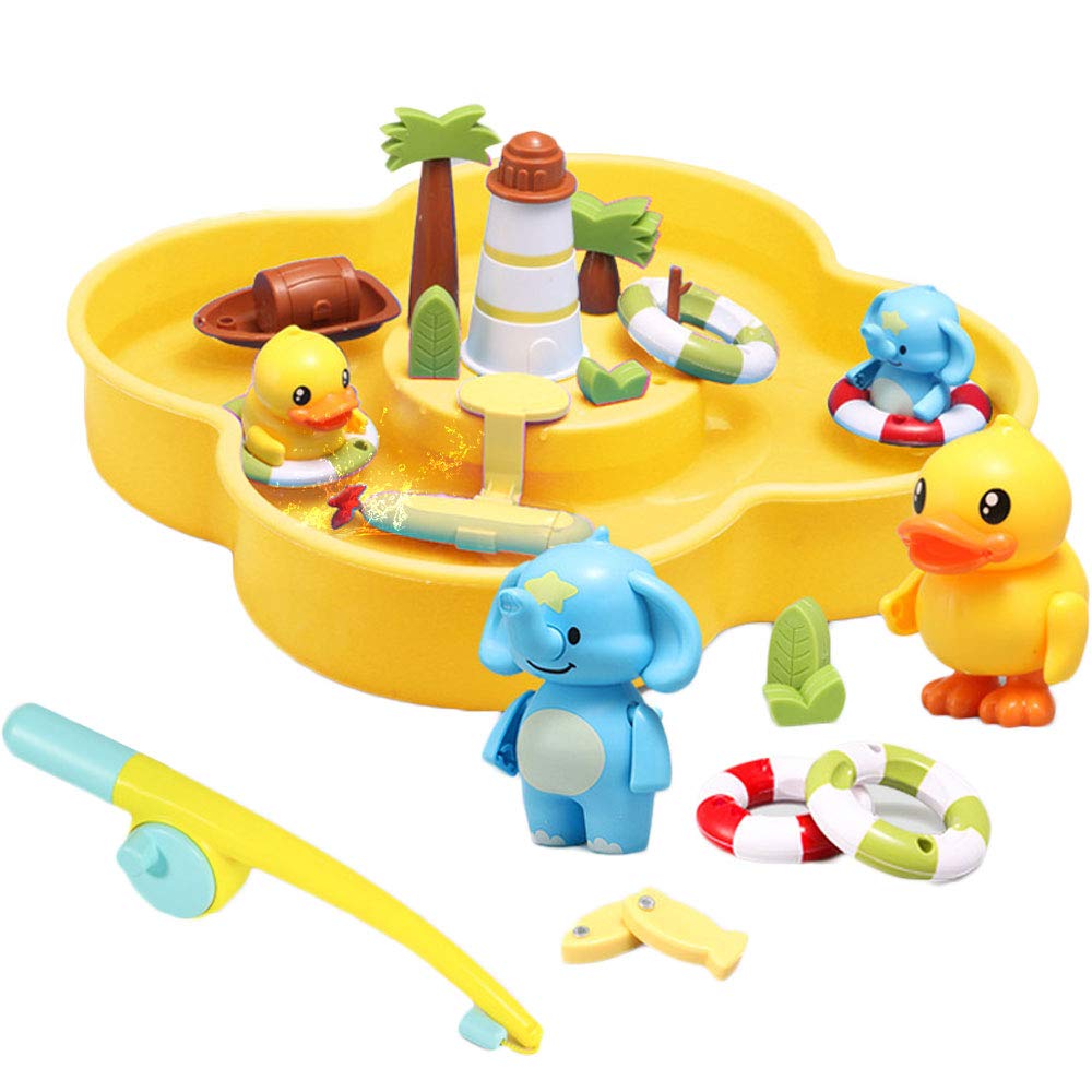 Arkmiido baby toy Sand and Water table bath toys for toddlers and babies water playing beach toy with Rotating propeller magnetic fishing game for kids Featured Image