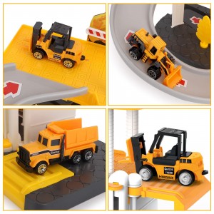 Ealing Construction Toys Construction Site Toys with Construction Trucks,Lights and Music，Vehicles Toy Set with Parking Lot,Kids Engineering Playset,Race Tracks for Boys