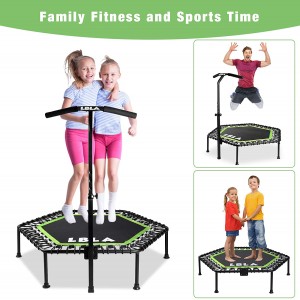 50″ Mini Trampoline,Fitness Trampoline with Adjustable Handle,Exercise Trampoline Rebounder for Kids Adults Suitable for Indoor and Outdoor Max Load 330lbs