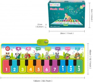 Arkmiido Kids Musical Mat Electronic Dance Mat Piano Mat with 8 Instruments Sounds 5 Play Modes Record & Playback & Demo Educational Toys for Kids Girls Boys (Green)