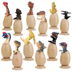 BeebeeRun 12Pcs Mini Dinosaur Figure Eggs Model Toys Set, Realistic Stand Half-Hatched Dinosaur Eggs with Base for Kids Party Favors Decorations Gifts Toys 3+