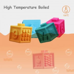 BeebeeRun  Baby Blocks Silicone Building Blocks Toys Teethers Toy Educational Squeeze Toys, Teething Chewing Toys Baby Bath Toys Toddlers