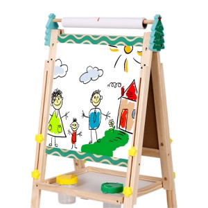 Arkmiido Easel for Kids Foldable wooden kids easel Double-Sided Magnetic chalkboard for kids