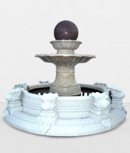 Scultura in pietra grande fontana in stile europeo Feng Shui scultura di sfera fontana quadrata ornamenti di bellezza di a cità
