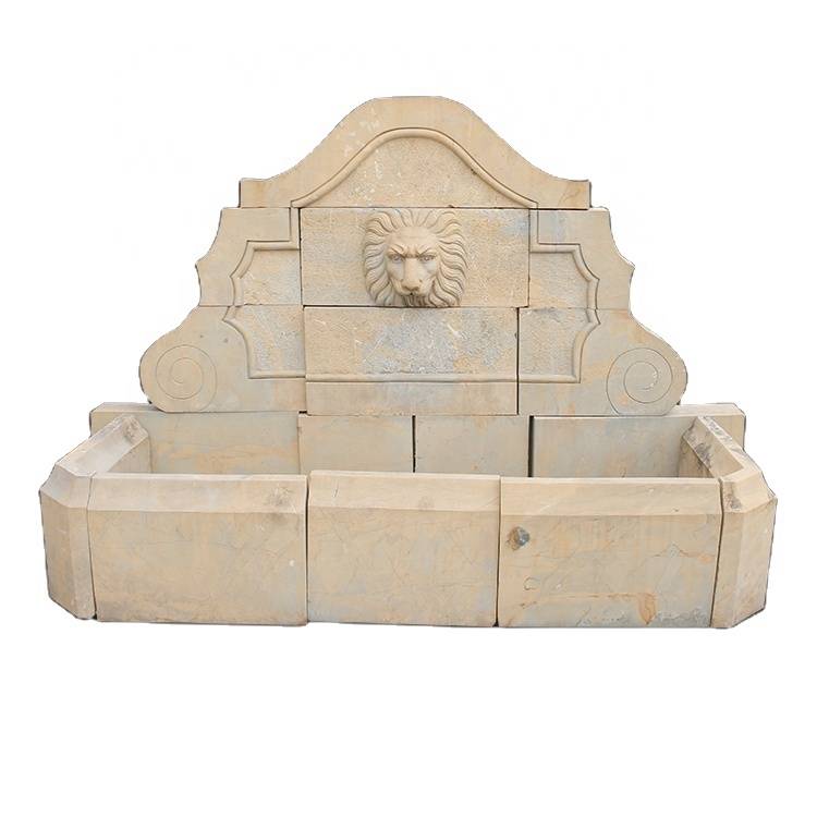 Открытый ручной резной сад современный мраморный камень голова льва настенный фонтан