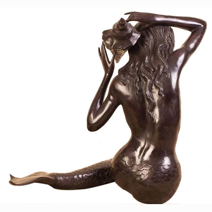 Escultura de xardín ao aire libre Estatuas de serea de bronce de tamaño natural