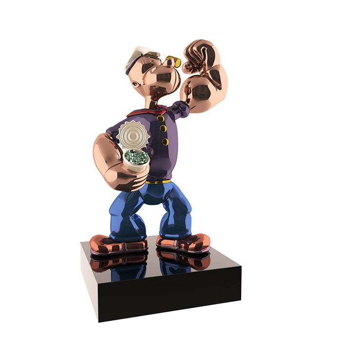 famosa figura de película de debuxos animados estatua de resina de tamaño natural escultura de Popeye de fibra de vidro