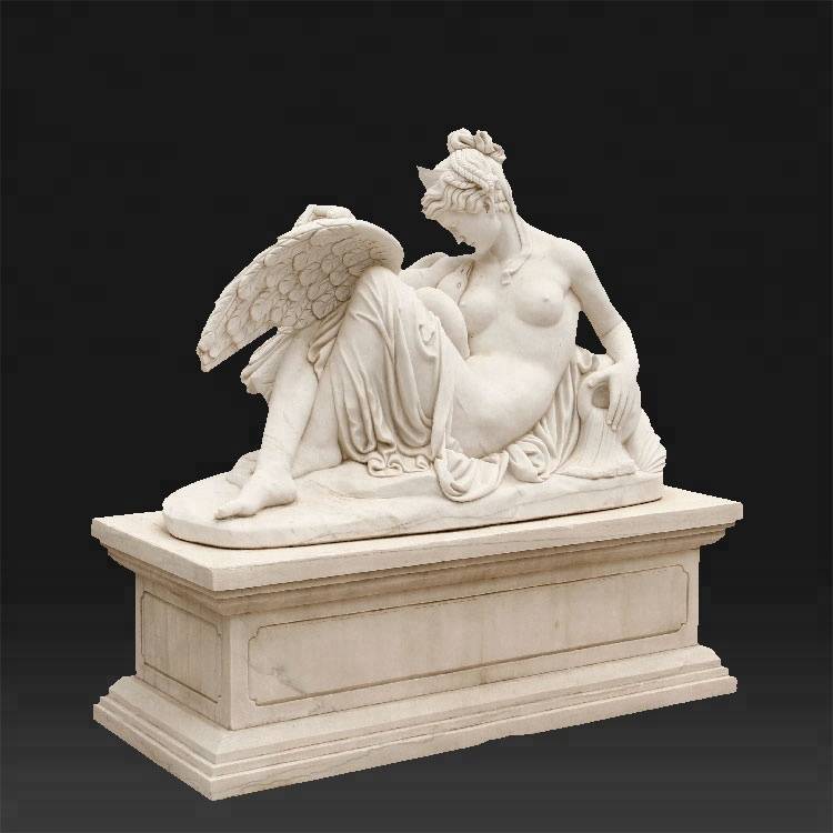 Xardín Estatua de anxo muller espida en mármore de pedra tallada a man