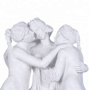 Statua di grazia nuda di tre dimensioni in marmura di pietra in vendita