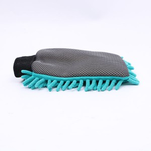 Pabrik 2020 cuci mobil lembut chenille mitt microfiber + sarung tangan pembersih mobil mesh