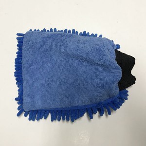 Doppelseitiges Handtuch aus Chenille und Mikrofaser, blauer Autowaschhandschuh, Auto-Reinigungswerkzeuge