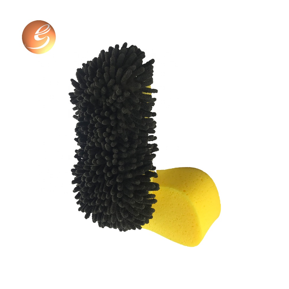 Microfiber Car Wash Sponge ជាមួយនឹង Mesh And Wrist Band Chenille Car Wash Sponge Pad