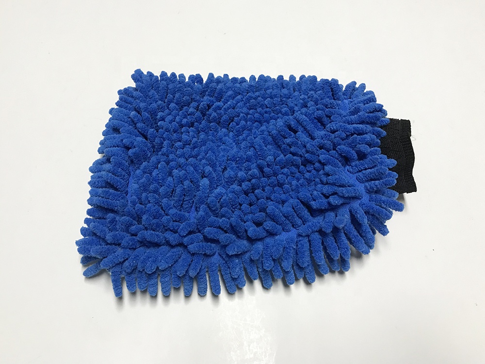 Pakyawan na double side soft microfiber chenille mitt car wash glove