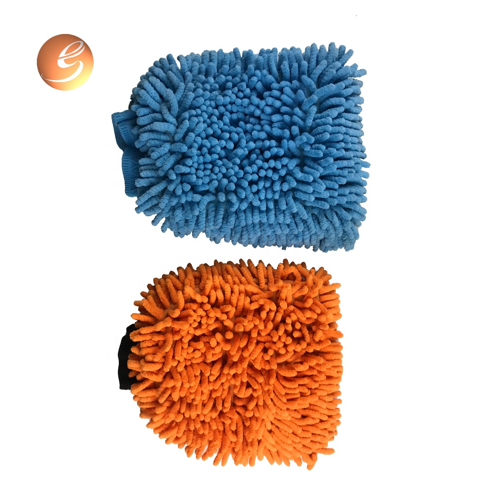 Guter Verkauf, keine Farbe verlieren, blau-orange Autowasch-Polierhandschuh