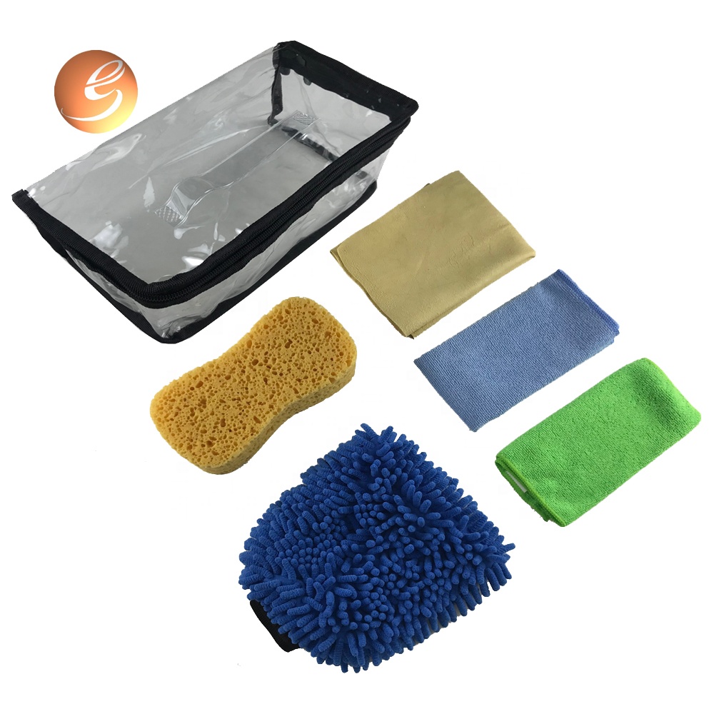 Hot blue car wash glove microfiber car cleaning sponge kit