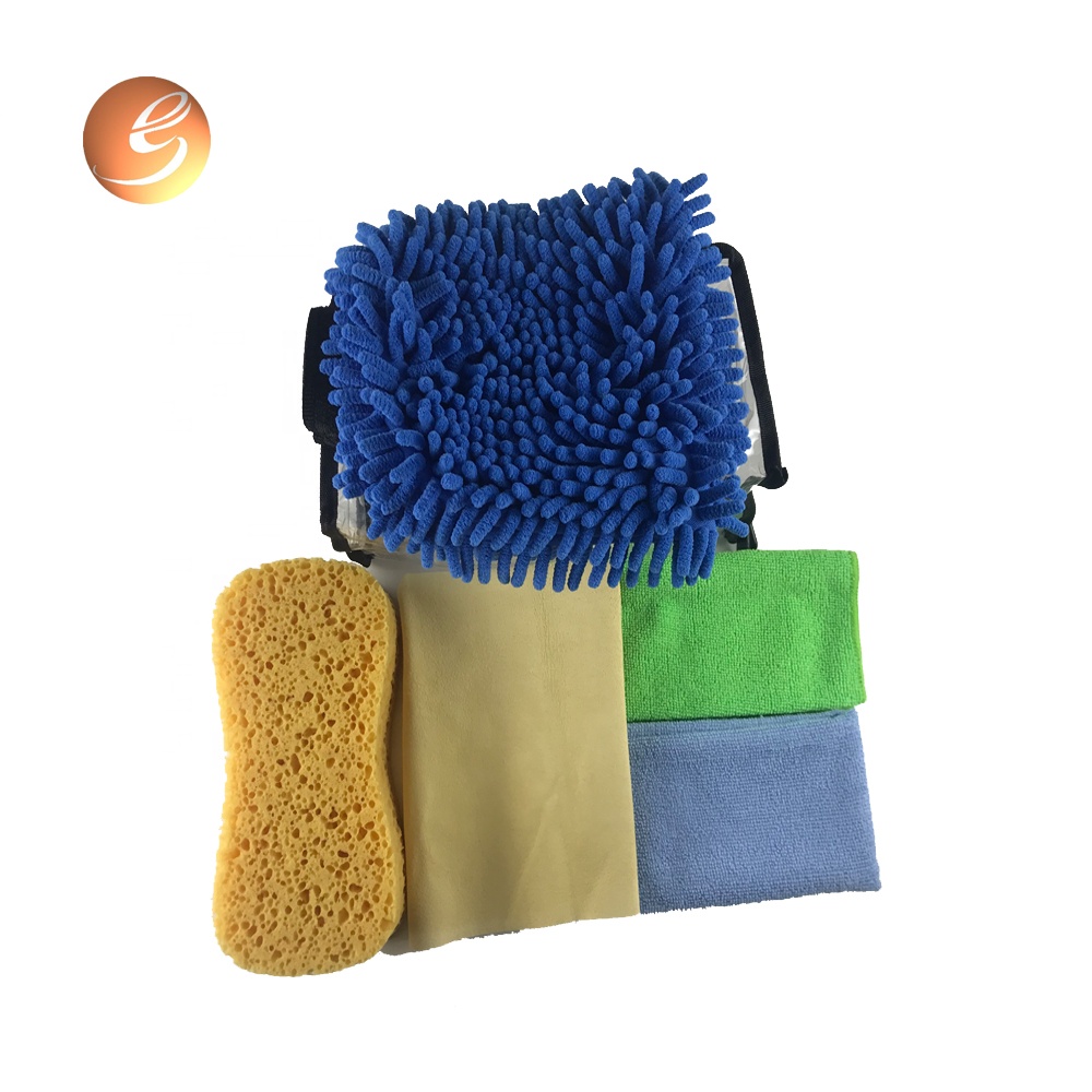 Microfiber Car Wash Kit Inosanganisira Microfiber Towels Chamois Mitt Sponge