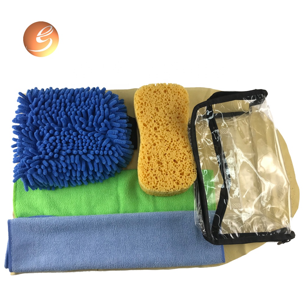 OEM ຜ້າ microfiber sponge window glass 5pcs car wash clean tools kit