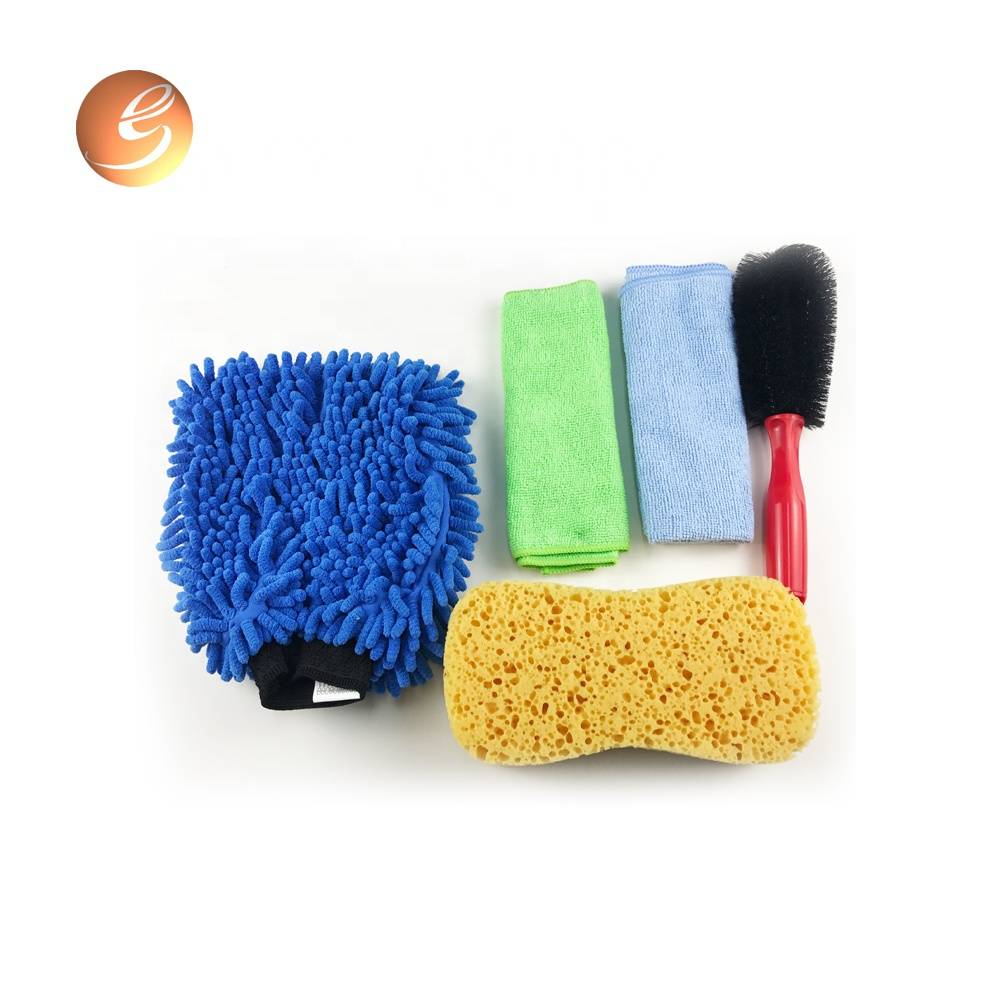 Juego de 5 toallas de esponja para guantes de limpieza de chenilla de microfibra para lavado de autos Imagen destacada
