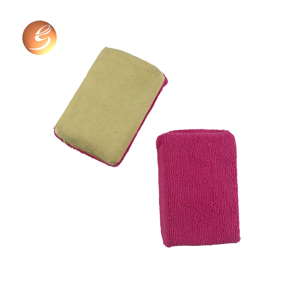Almofada de esponja de polimento de cera de carro de couro esponja de camurça