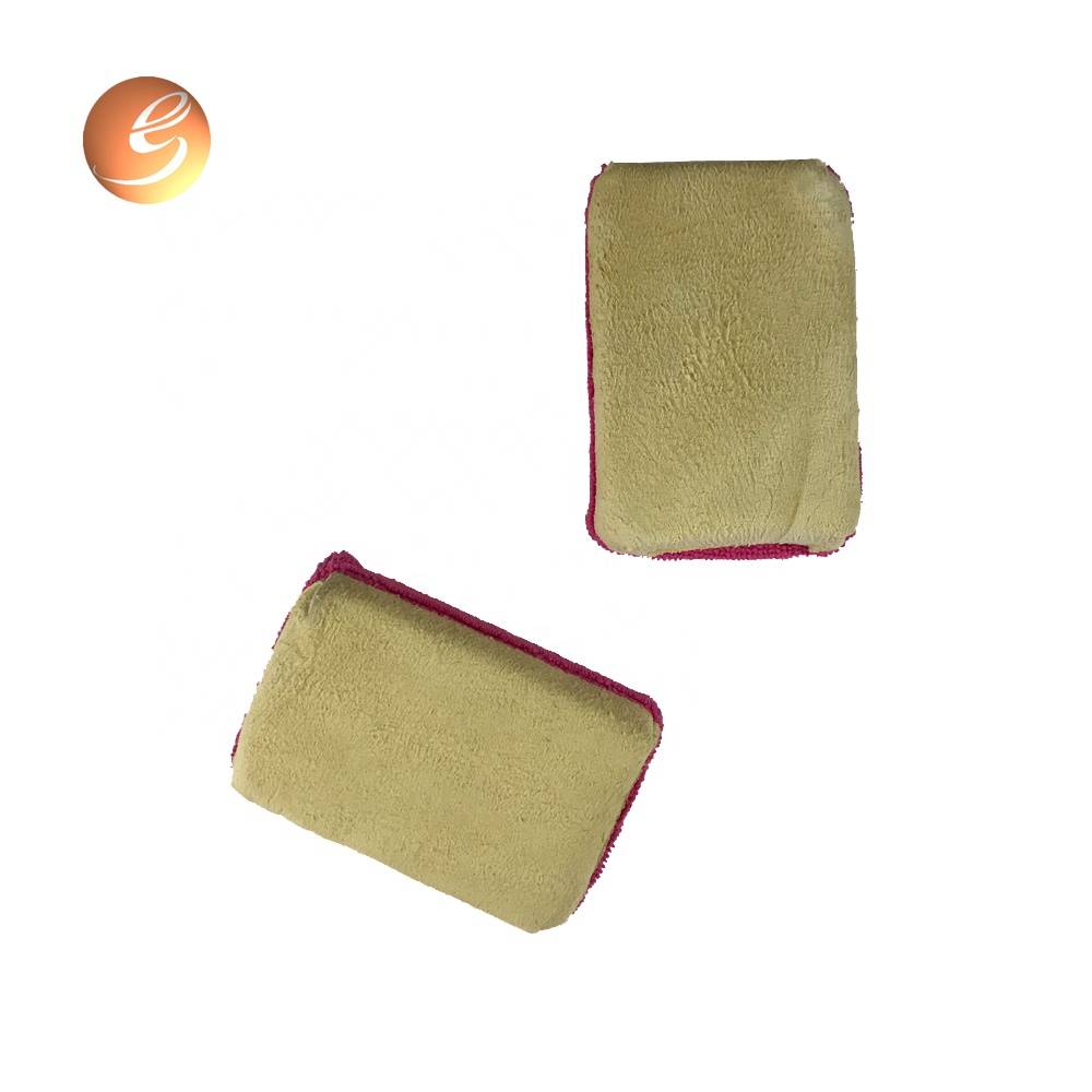 លក់ក្តៅ Shammy car wax sponge microfiber cloth sponge